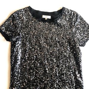 Calvin Klein black metallic sequin top size XS